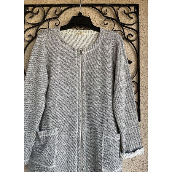 Eileen Fisher Zip Up Jacket - Size Large - Gray/Ivory - Picture 7 of 11